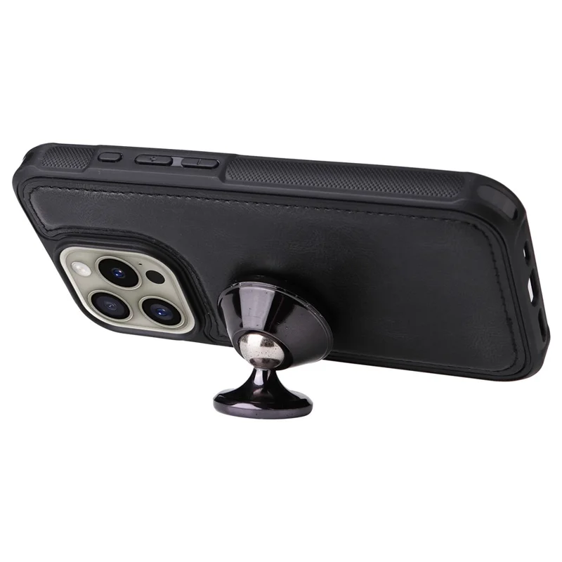 For iPhone 16 Pro Magnetic Case Detachable PU Leather Zipper Wallet Cover - Black