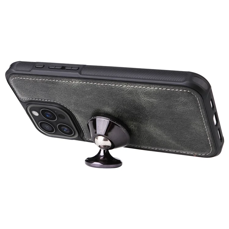 KT Multi-fonctional Series-3 Pour Iphone 16 Pro Max Téléphone pu Leather Zipper Portefeuille Couverture Détachable - Vert Noirâtre