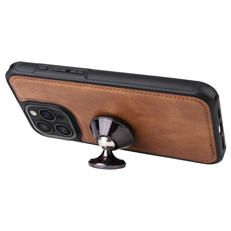For iPhone 16 Pro Max Magnetic Case Detachable PU Leather Zipper Wallet Cover - Brown