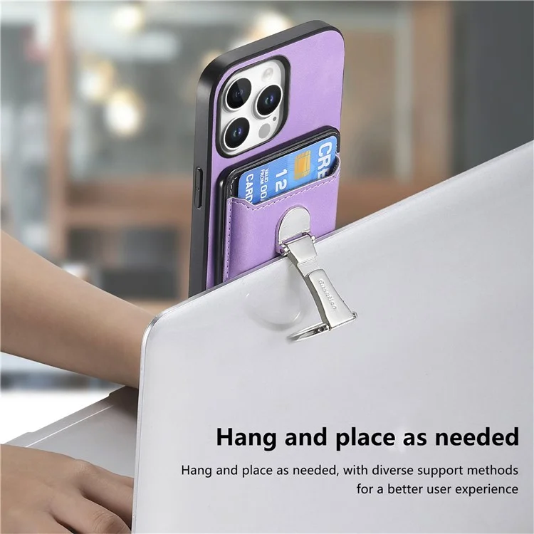 Pour L'iphone 16 Pro Max Case Compatible Avec Magsafe Skin-Touch Cover With Card Bag Kickstand - Violet