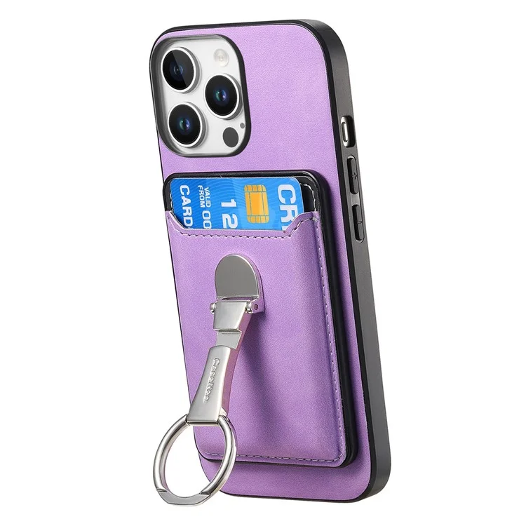 Pour L'iphone 16 Pro Max Case Compatible Avec Magsafe Skin-Touch Cover With Card Bag Kickstand - Violet