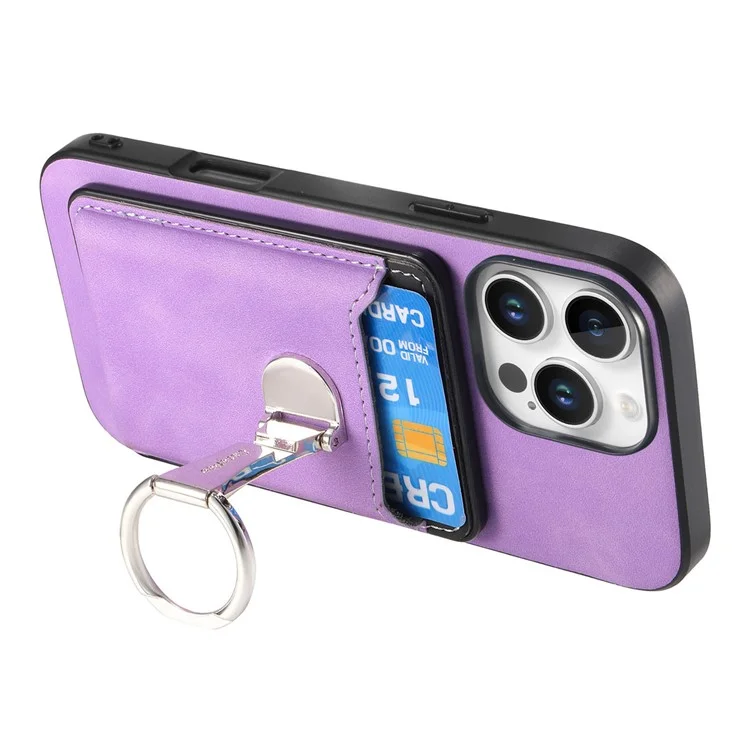 Pour L'iphone 16 Pro Max Case Compatible Avec Magsafe Skin-Touch Cover With Card Bag Kickstand - Violet