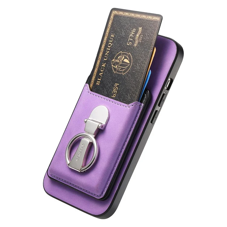Pour L'iphone 16 Pro Max Case Compatible Avec Magsafe Skin-Touch Cover With Card Bag Kickstand - Violet