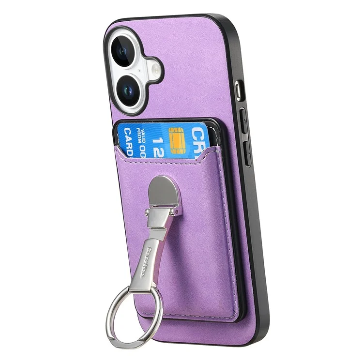 Per Iphone 16 Case Compatibile Con la Copertura Per la Pelle MagSafe Con Cavalletto Della Borsa Per Carte - Viola