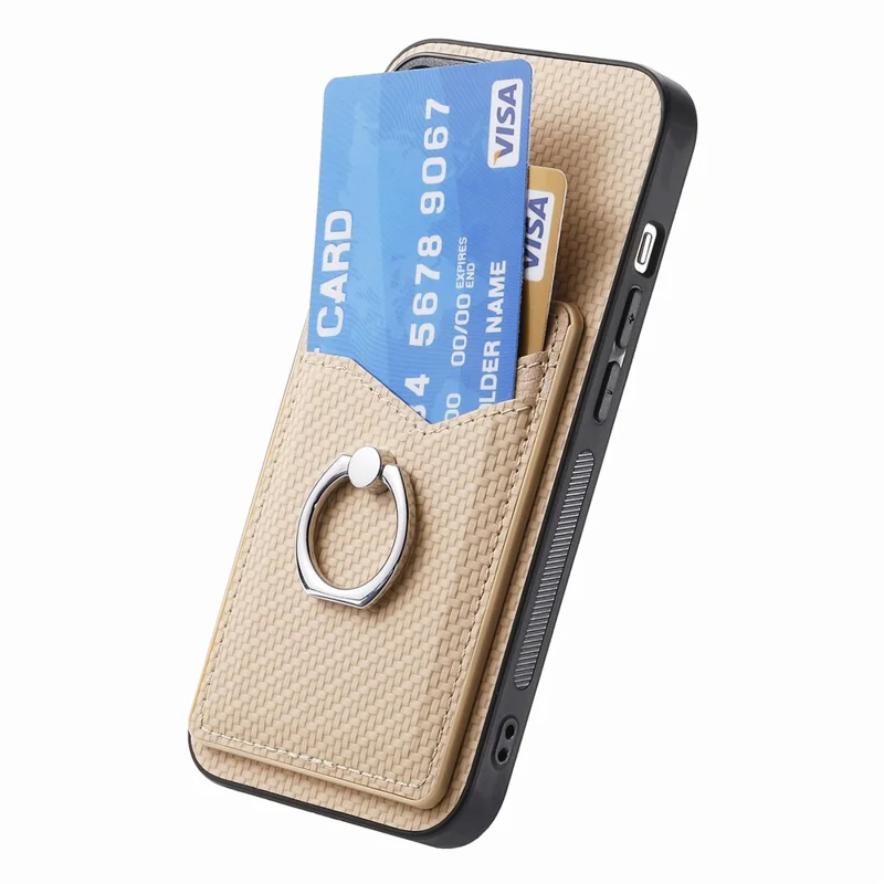 Для Iphone 16 Pro Max Case Card Slots Держатель Кольцевой Подставка Для Подставки Для Телефона. - Абрикос