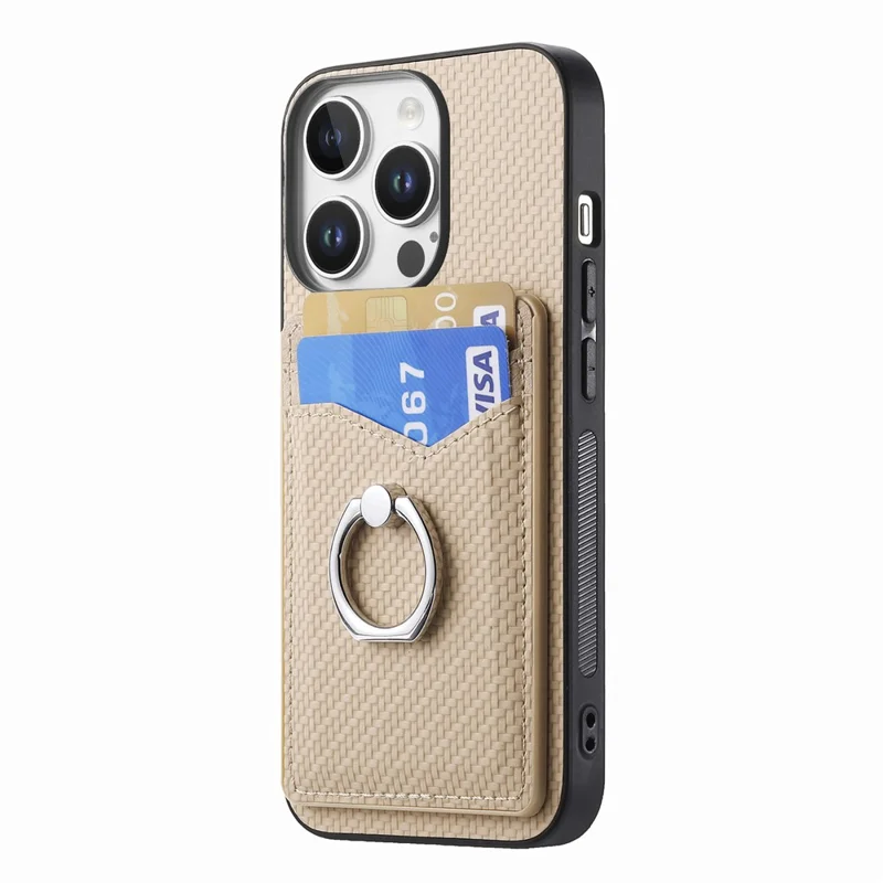 Для Iphone 16 Pro Max Case Card Slots Держатель Кольцевой Подставка Для Подставки Для Телефона. - Абрикос