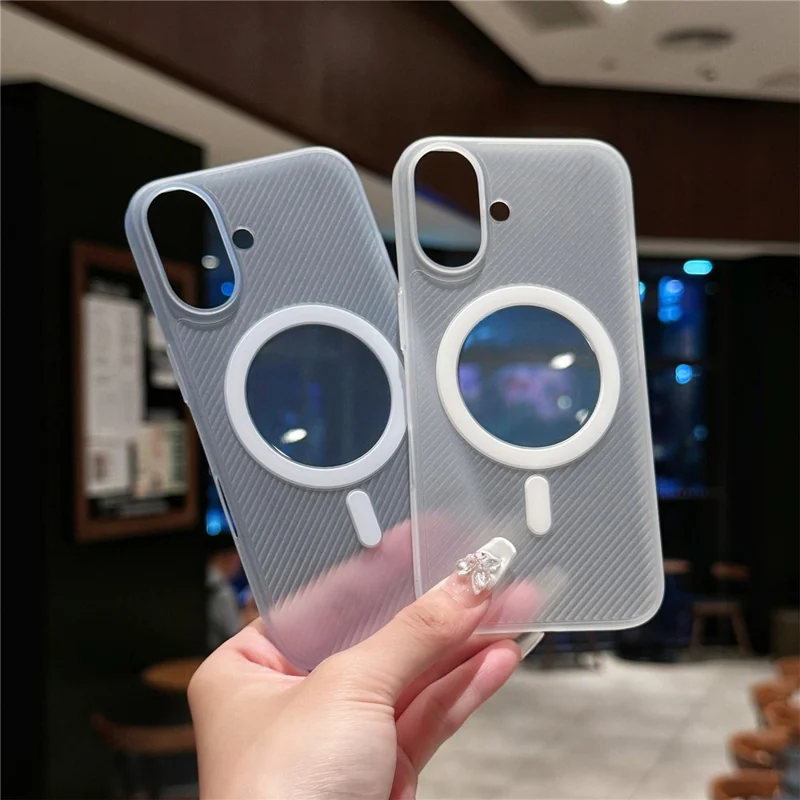 Pour L'iphone 16 Compatible Avec Magsafe Matte PP Ultra-Thin Phone Cover - Bleu Transparent