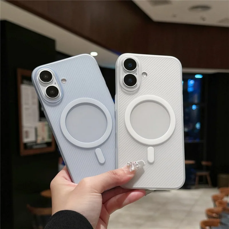 Pour L'iphone 16 Compatible Avec Magsafe Matte PP Ultra-Thin Phone Cover - Bleu Transparent