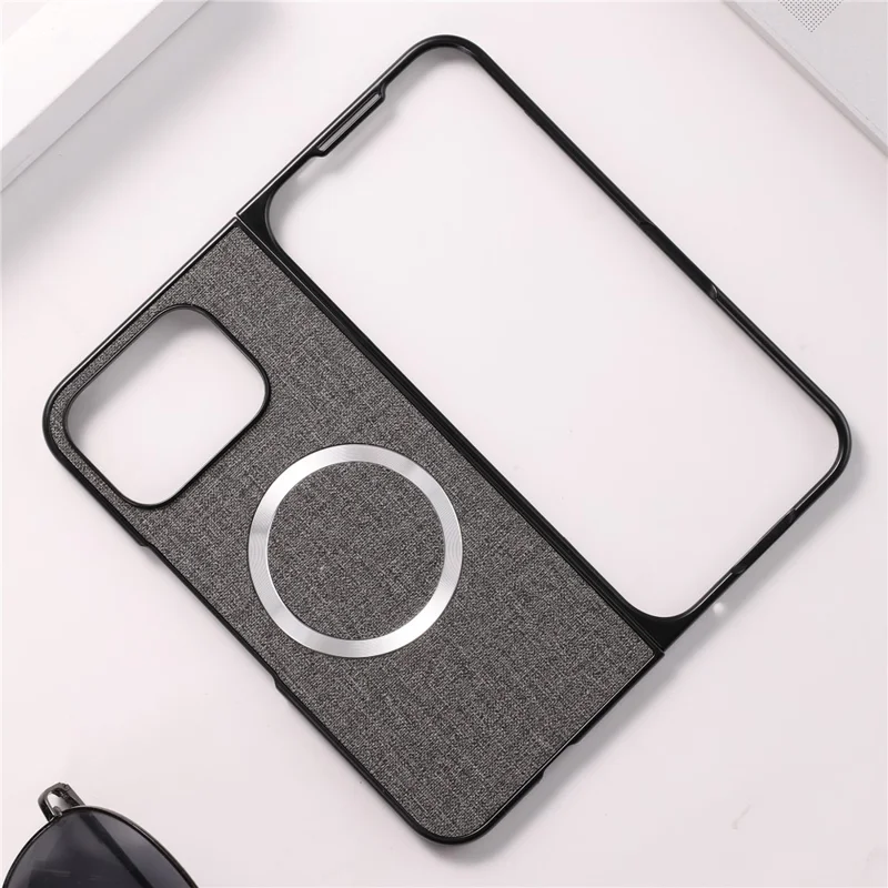 For Google Pixel 9 Pro Fold 5G Case Drop-Proof PC+Cloth Back Phone Cover Magnetic Case - Grey