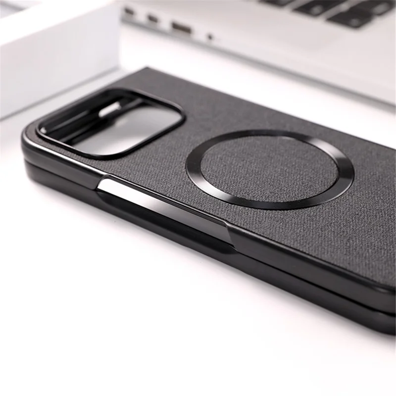 For Google Pixel 9 Pro Fold 5G Case Drop-Proof PC+Cloth Back Phone Cover Magnetic Case - Grey