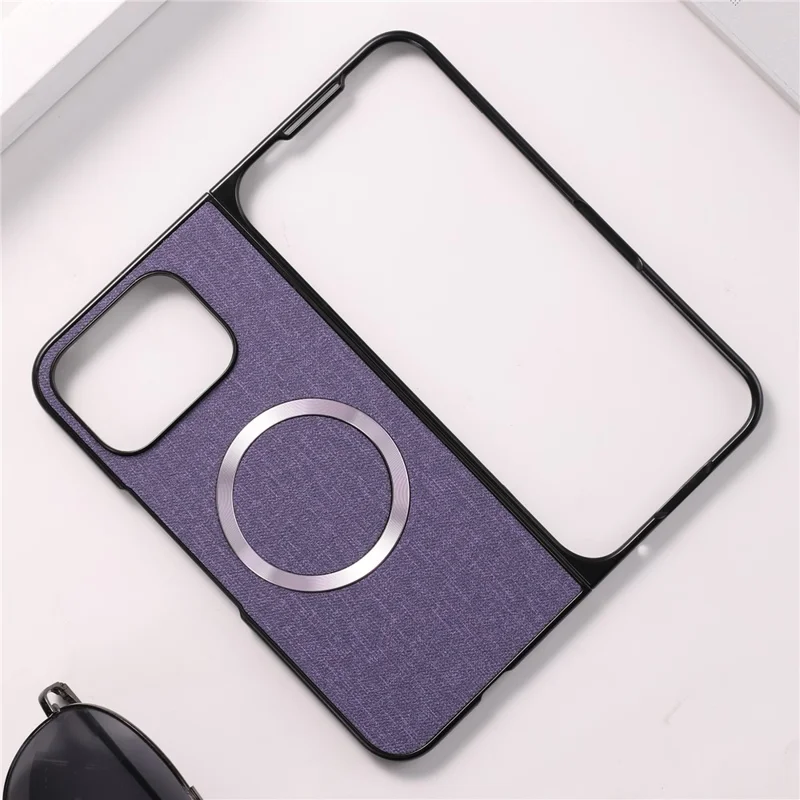 For Google Pixel 9 Pro Fold 5G Case Drop-Proof PC+Cloth Back Phone Cover Magnetic Case - Purple