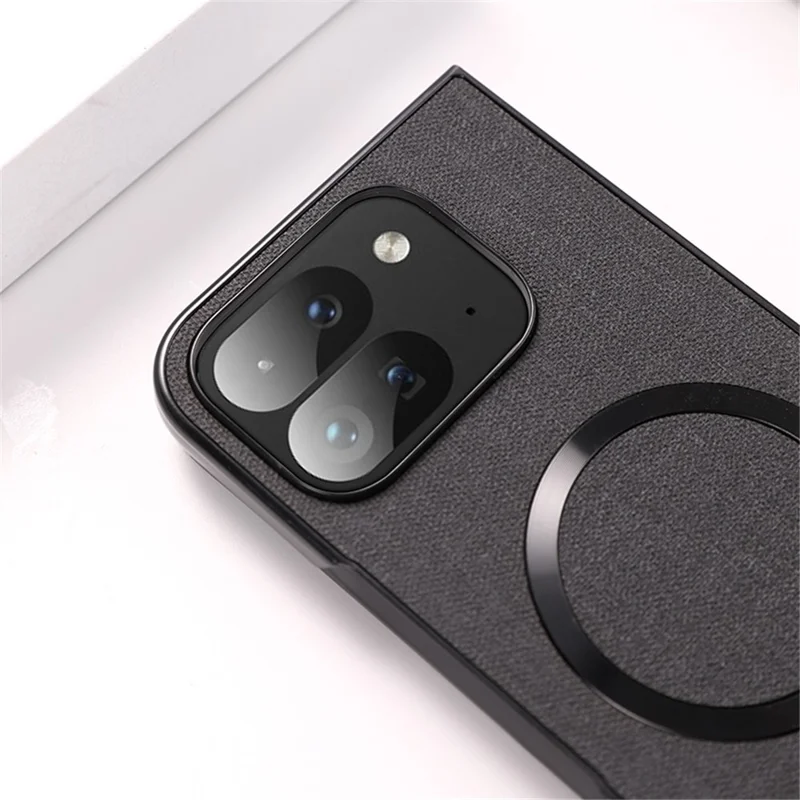 For Google Pixel 9 Pro Fold 5G Case Drop-Proof PC+Cloth Back Phone Cover Magnetic Case - Purple