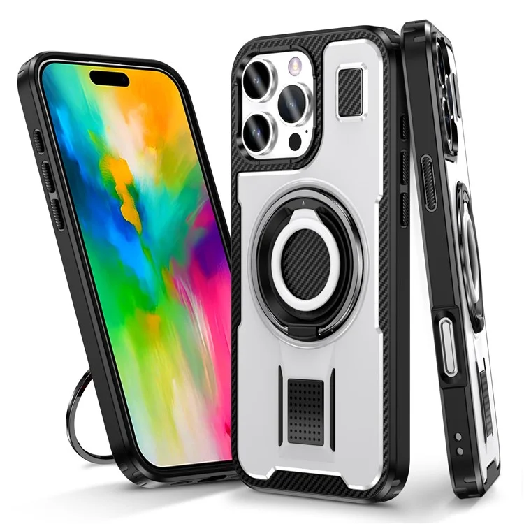 Para Iphone 16 Pro Max Case TPU+PC Tepling Cubierta Con Correa de la Silicone - Blanco