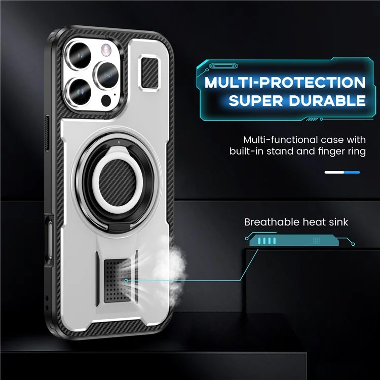 Para Iphone 16 Pro Max Case TPU+PC Tepling Cubierta Con Correa de la Silicone - Blanco