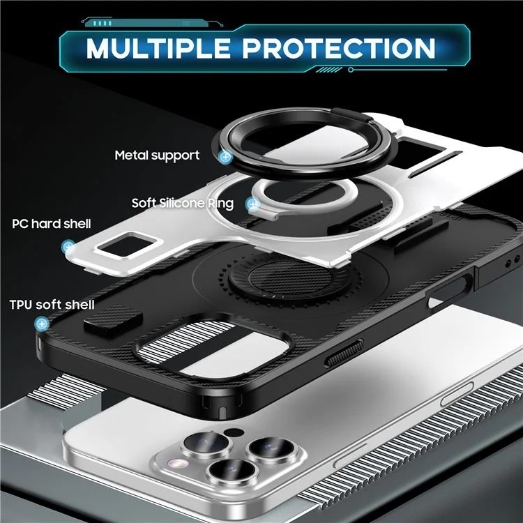 Para Iphone 16 Pro Max Case TPU+PC Tepling Cubierta Con Correa de la Silicone - Blanco