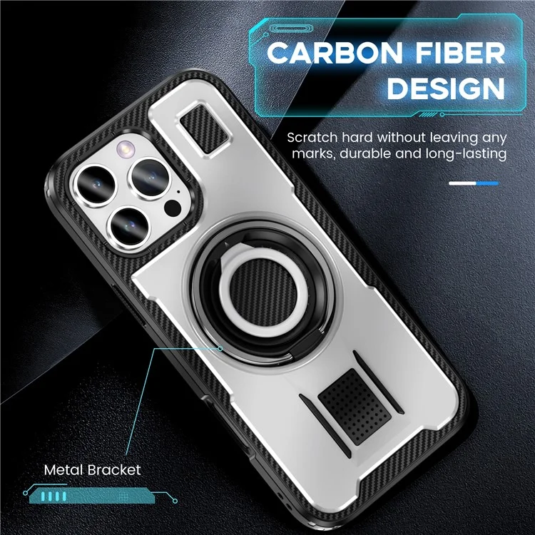 Para Iphone 16 Pro Max Case TPU+PC Tepling Cubierta Con Correa de la Silicone - Blanco