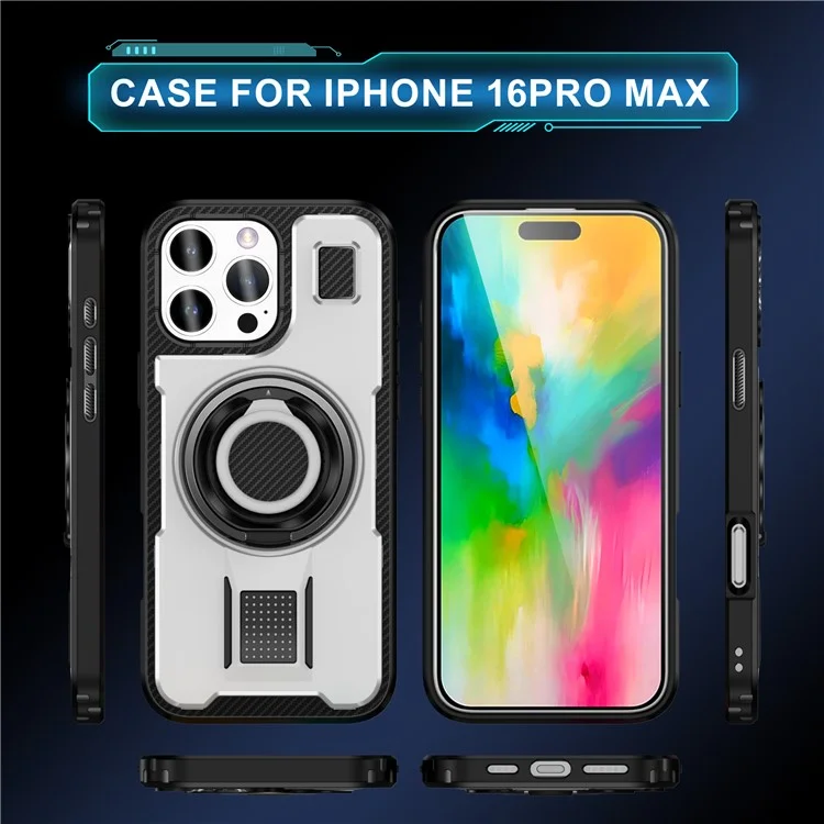 Para Iphone 16 Pro Max Case TPU+PC Tepling Cubierta Con Correa de la Silicone - Blanco