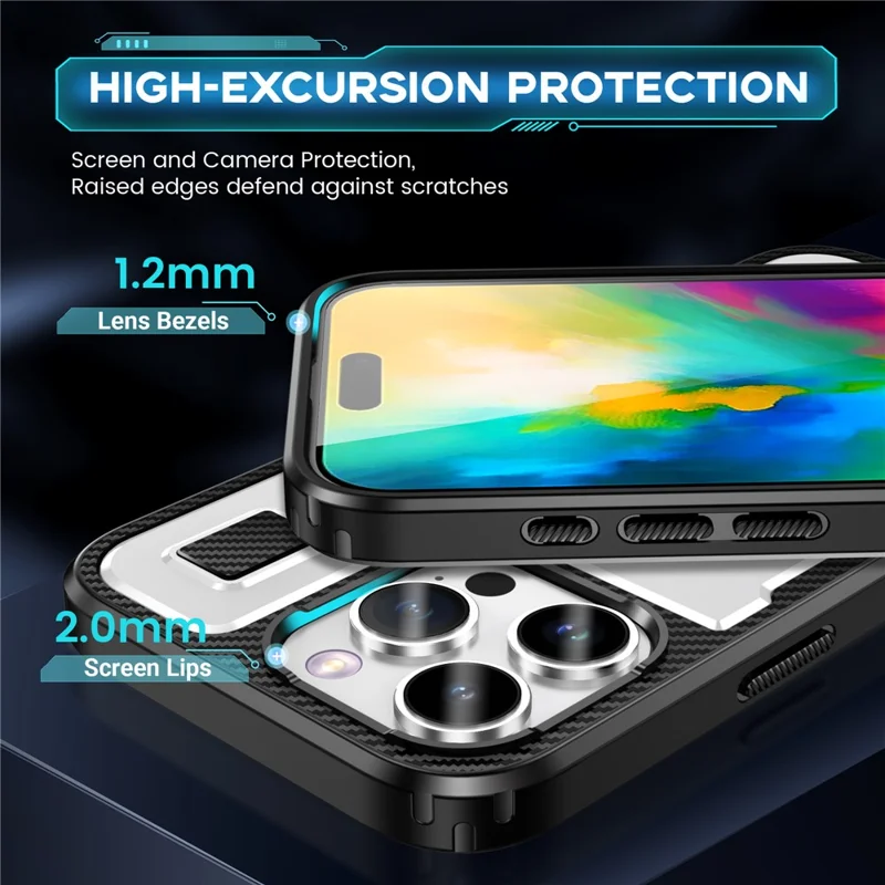 Pour Iphone 16 Pro Case Tpu + pc Kickstand Téléphone Couverture Avec Sangle de Doigt de Silicone - Blanc