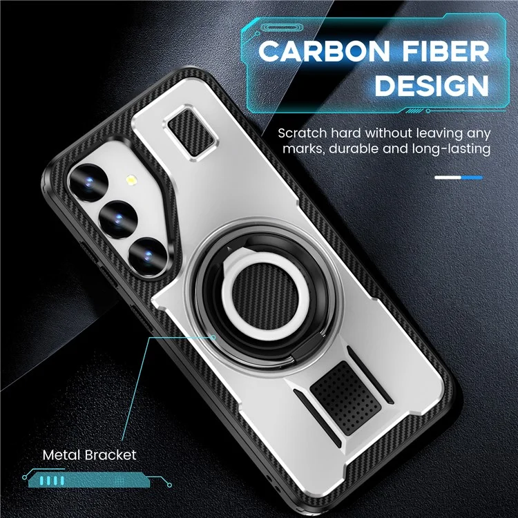 Para Samsung Galaxy S24+ Case Tpu+ pc Kickstand Cover Con Correa Para Los Dedos de Silicona - Blanco