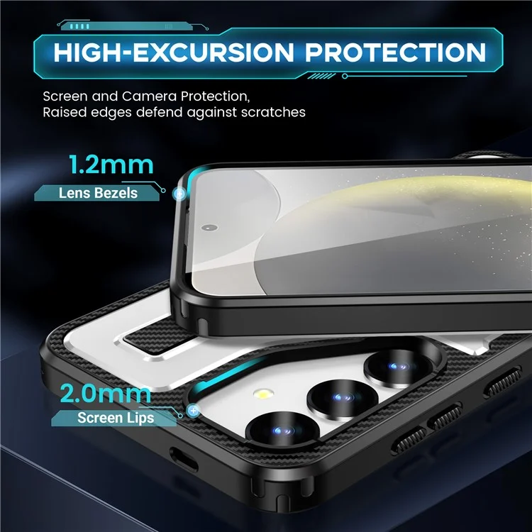 Для Samsung Galaxy S24 Case TPU+PC pc Kickstand Phone Cope с Силиконовым Ремешком Для Пальцев - Белый