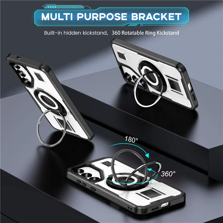 Для Samsung Galaxy S24 Case TPU+PC pc Kickstand Phone Cope с Силиконовым Ремешком Для Пальцев - Белый