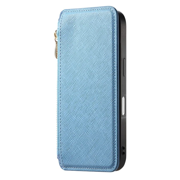 CASENEO For iPhone 16 Plus Case Cross Texture Leather Detachable Magnetic Phone Cover - Blue