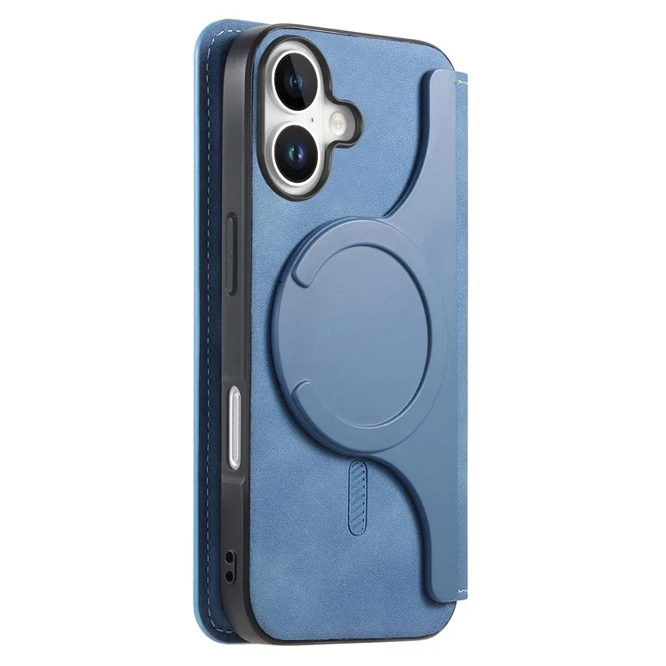 CASENEO For iPhone 16 Plus Case Cross Texture Leather Detachable Magnetic Phone Cover - Blue