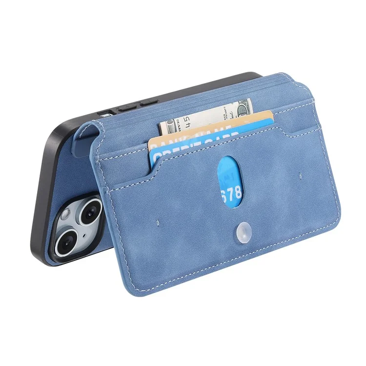 CASENEO For iPhone 16 Plus Case Cross Texture Leather Detachable Magnetic Phone Cover - Blue