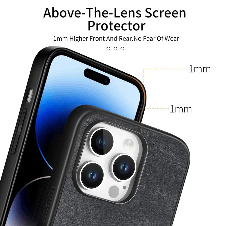 For iPhone 16 Pro Case Retro Leather + TPU Schockgeschützter Schutzhülle - Schwarz