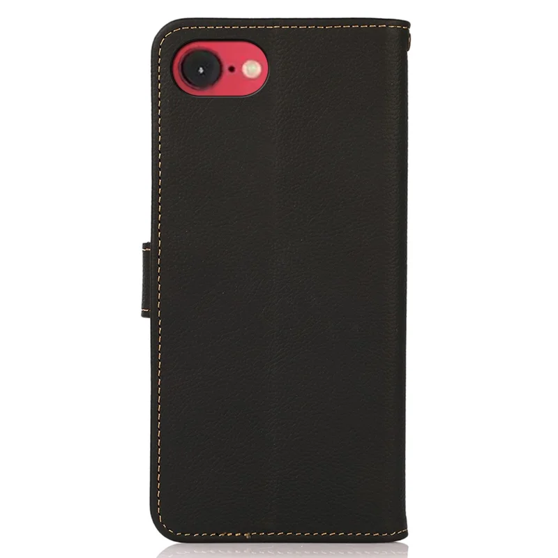 Khazneh Para Iphone SE (2024) Case de la Billetera de Cuero de Vaca Genuina Cubierta Telefónica - Negro
