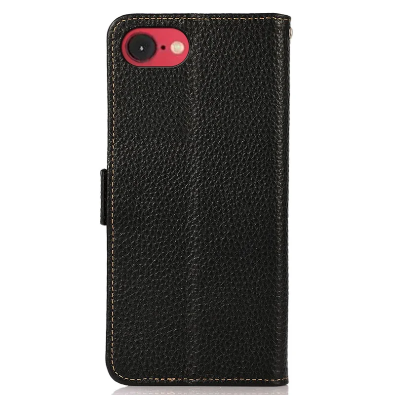 Khazneh Para Iphone SE (2024) Case de Teléfonos Bloqueo de Tapa de Cuero de Vaca Genuina - Negro