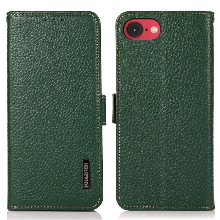 Khazneh Para Iphone SE (2024) Case de Teléfonos Bloqueo de Tapa de Cuero de Vaca Genuina - Verde