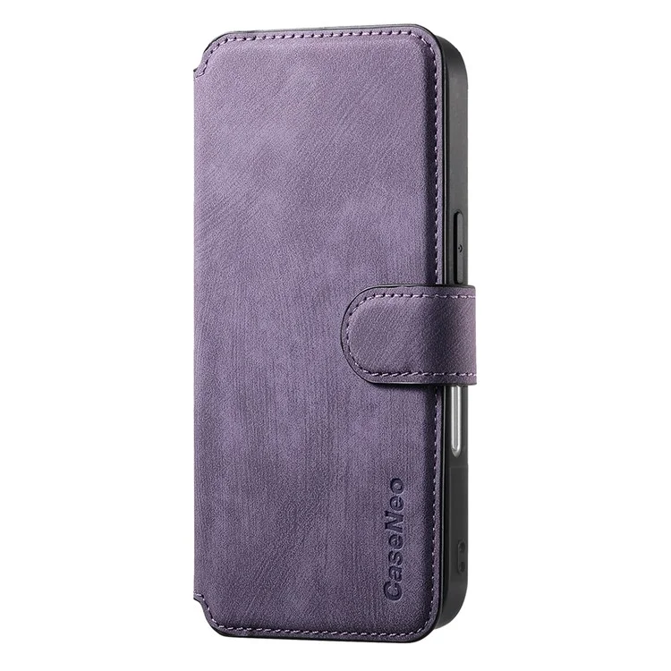 Caseneo Para Iphone 16 Plus Caso de Casca Destacável Couro+tampa de Telefone Tpu - Roxo