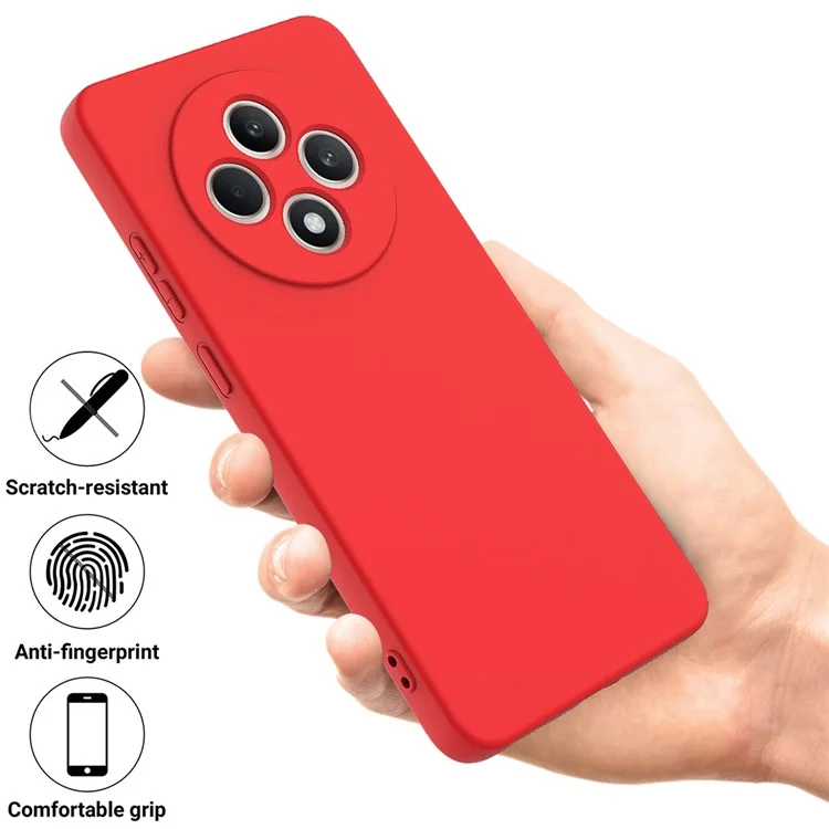 Для Oppo F27 5G Case Жидкий Силиконовый Телефона Против Скребки с Ручным Ремешком - Красный
