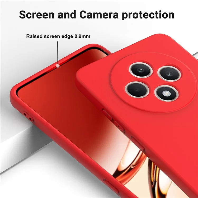 Для Oppo F27 5G Case Жидкий Силиконовый Телефона Против Скребки с Ручным Ремешком - Красный