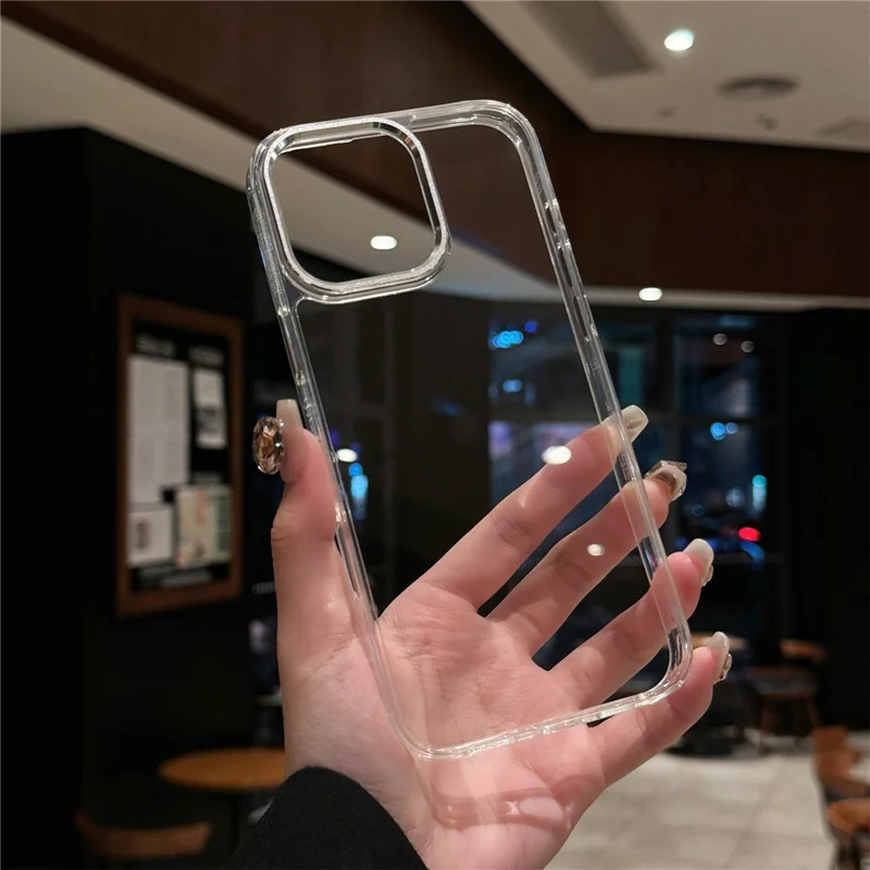 Para Iphone 16 Pro Case Tpu+tapa de Teléfono Claro de Vidrio Templado - Blanco Transparente
