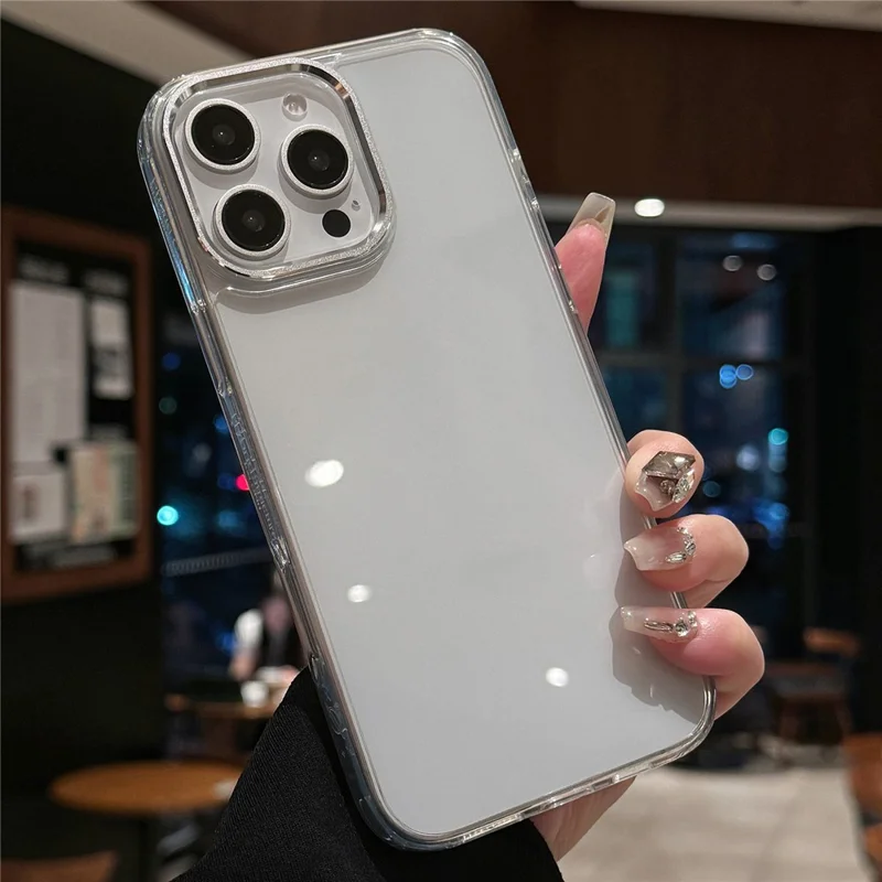 Para Iphone 16 Pro Max Case Tpu+viaje de Teléfono Claro de Vidrio Templado - Blanco Transparente