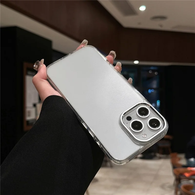 Para Iphone 16 Pro Max Case Tpu+viaje de Teléfono Claro de Vidrio Templado - Blanco Transparente
