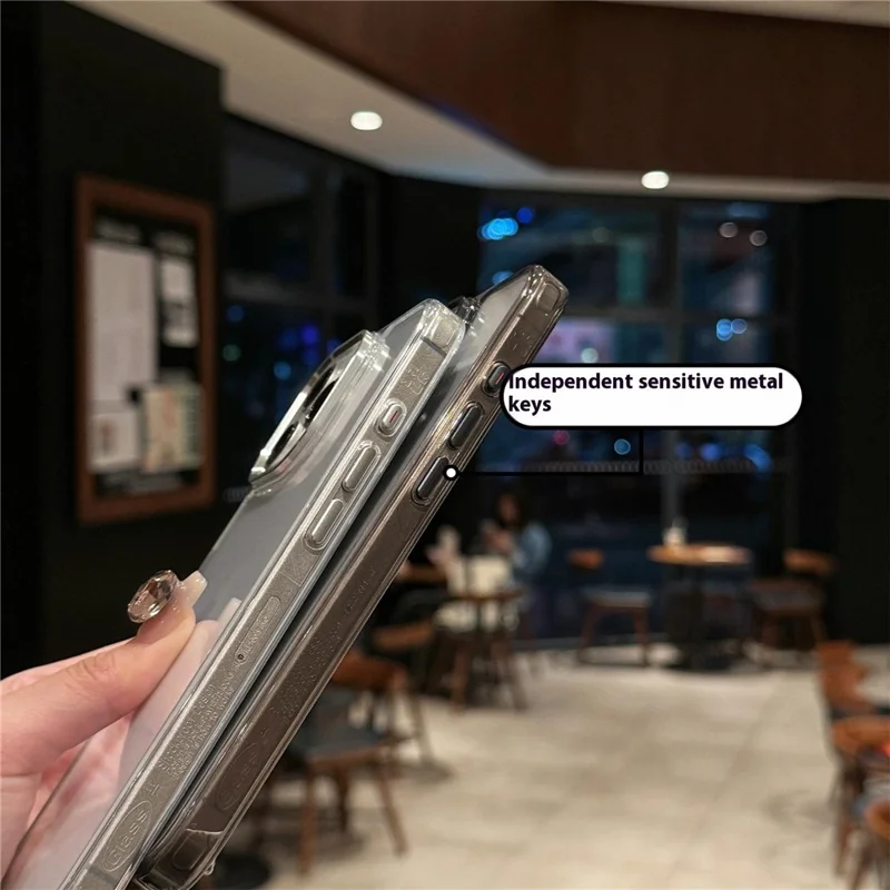 Para Iphone 16 Pro Max Case Tpu+viaje de Teléfono Claro de Vidrio Templado - Blanco Transparente