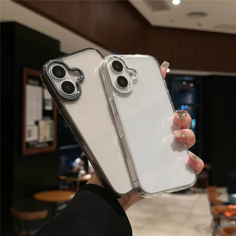 For iPhone 16 Case TPU+Tempered Glass Clear Phone Cover - Transparent White