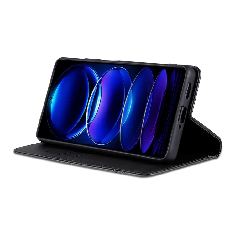 Étui AZNS pour Samsung Galaxy A16 5G / A16 4G - Texture de cuir de vache, étui portefeuille en cuir PU - Noir