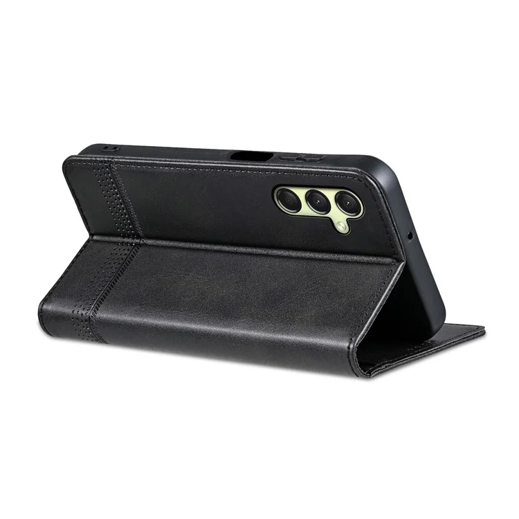 Étui AZNS pour Samsung Galaxy A16 5G / A16 4G - Texture de cuir de vache, étui portefeuille en cuir PU - Noir