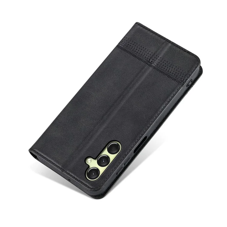 Étui AZNS pour Samsung Galaxy A16 5G / A16 4G - Texture de cuir de vache, étui portefeuille en cuir PU - Noir