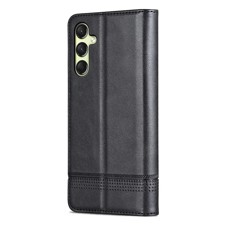 Étui AZNS pour Samsung Galaxy A16 5G / A16 4G - Texture de cuir de vache, étui portefeuille en cuir PU - Noir