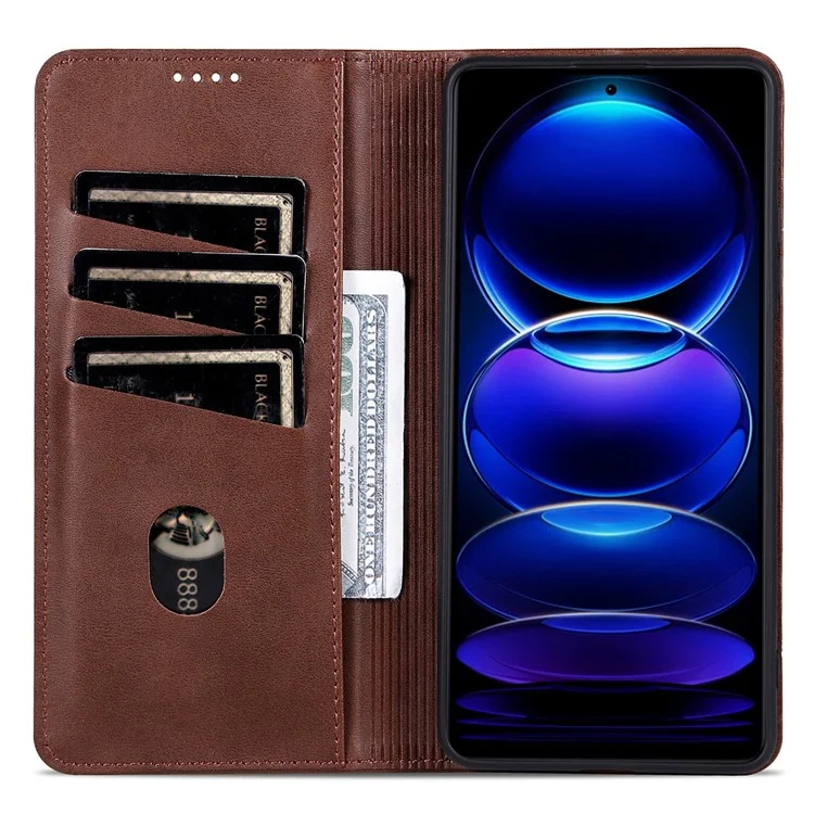 AZNS Pour Samsung Galaxy A06 Étui à la Vache Texture PU Couver Wallet en Cuir - Café