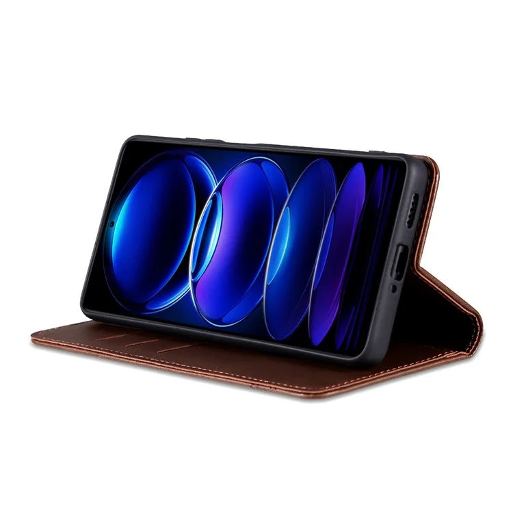 AZNS Pour Samsung Galaxy A06 Étui à la Vache Texture PU Couver Wallet en Cuir - Café