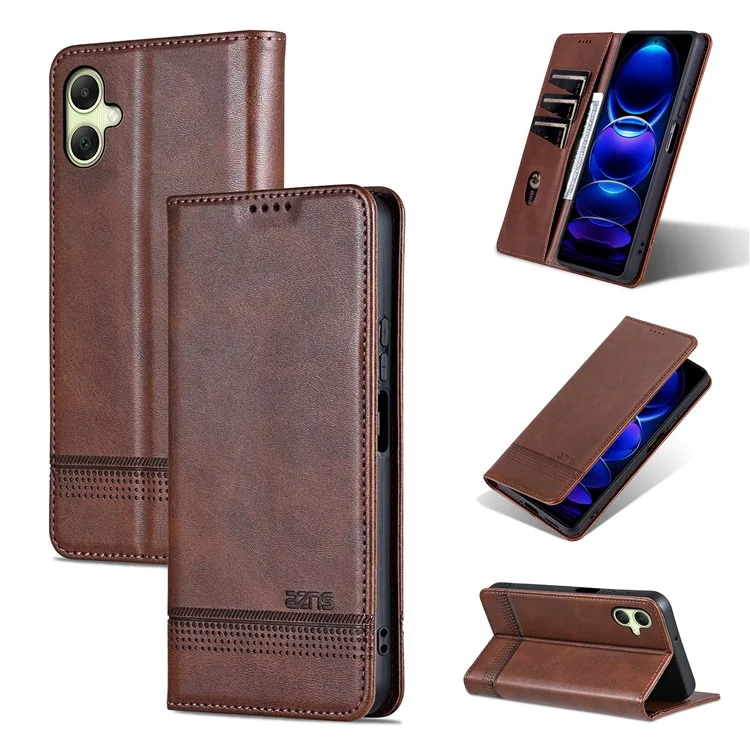 AZNS Pour Samsung Galaxy A06 Étui à la Vache Texture PU Couver Wallet en Cuir - Café