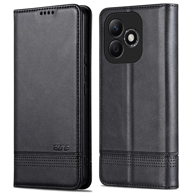 Azns For Honor X60i 5G Case Cowful Wardhet Porthet Cover Del Portafoglio PU - Nero