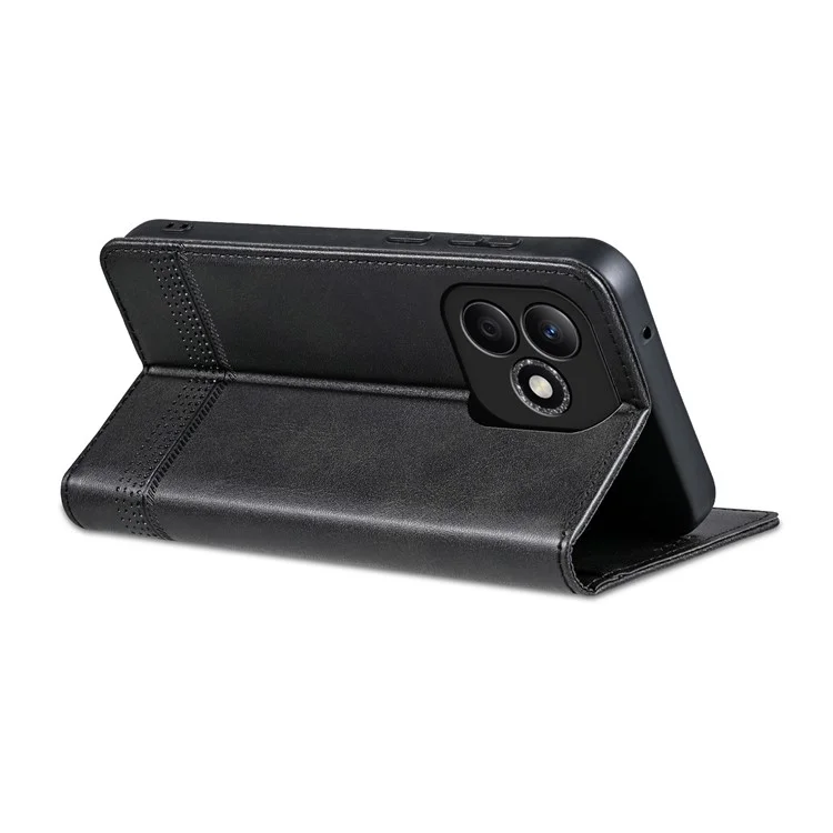 Azns For Honor X60i 5G Case Cowful Wardhet Porthet Cover Del Portafoglio PU - Nero