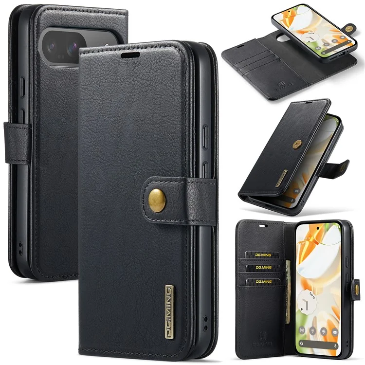 DG.MING per Google Pixel 9 / 9 Pro Case Custodia in pelle divisibile staccabile - Nero